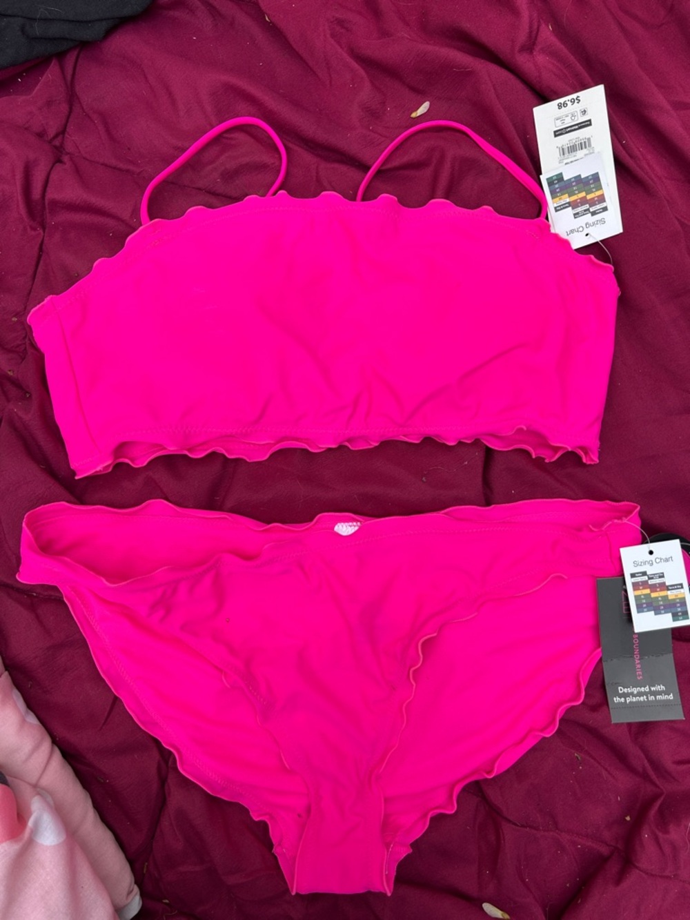 No Boundaries Hot Pink Scalloped Bikini Set